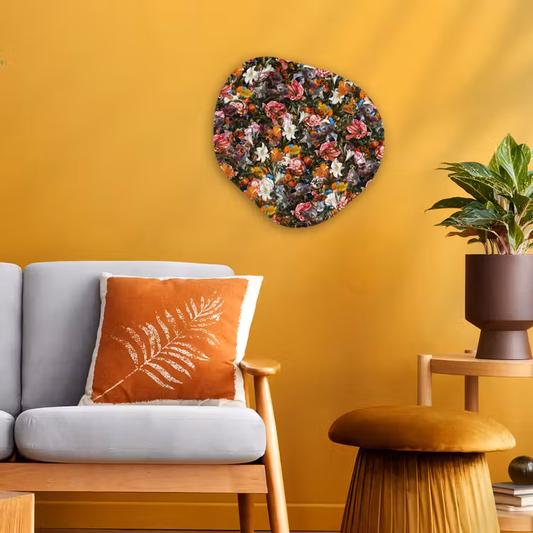 Bloemen - Vlinder - Design - Kunst - Abstract - Schilderij - Oude meesters Wandcirkel Organisch Forex 3mm klein -sfeer4