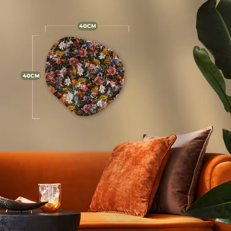 Bloemen - Vlinder - Design - Kunst - Abstract - Schilderij - Oude meesters Wandcirkel Organisch Forex 3mm klein -sfeer3
