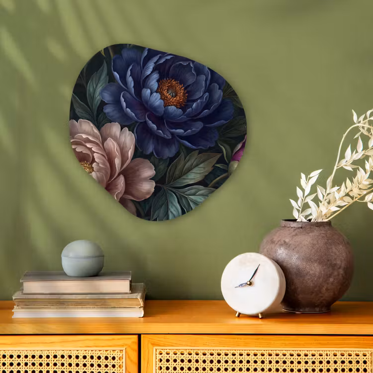 Bloemen - Vlinder - Natuur - Modern - Paars Wandcirkel Organisch Forex 3mm klein -sfeer2