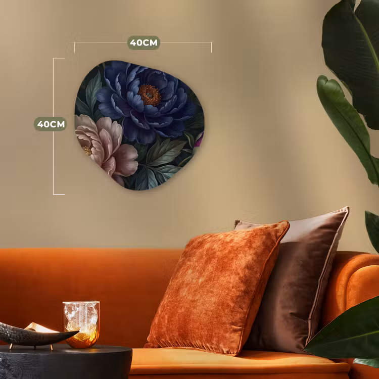 Bloemen - Vlinder - Natuur - Modern - Paars Wandcirkel Organisch Forex 3mm klein -sfeer3