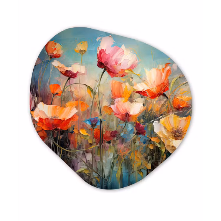 Bloemen - Watercolor - Kunst - Botanisch - Natuur Wandcirkel Organisch Forex 3mm klein -3d