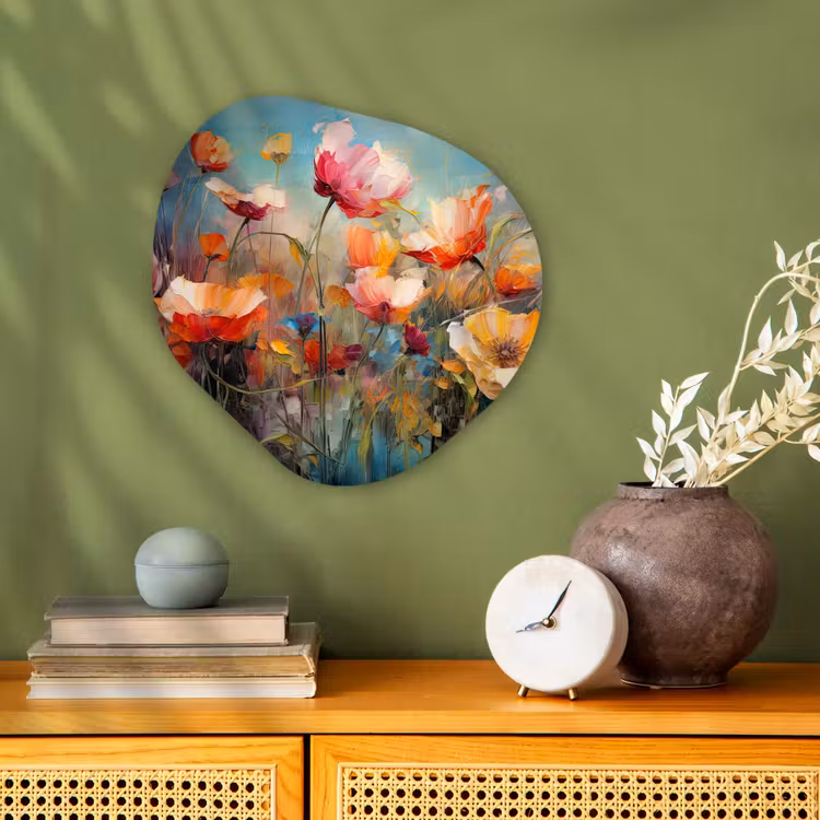 Bloemen - Watercolor - Kunst - Botanisch - Natuur Wandcirkel Organisch Forex 3mm klein -sfeer2