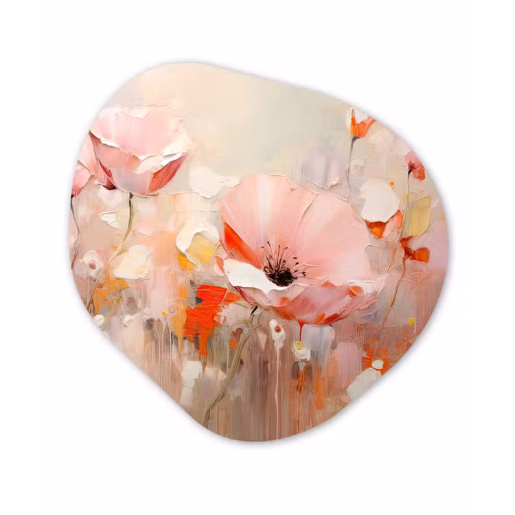 Bloemen - Watercolor - Roze - Abstract - Kunst Wandcirkel Organisch Forex 3mm klein -3d