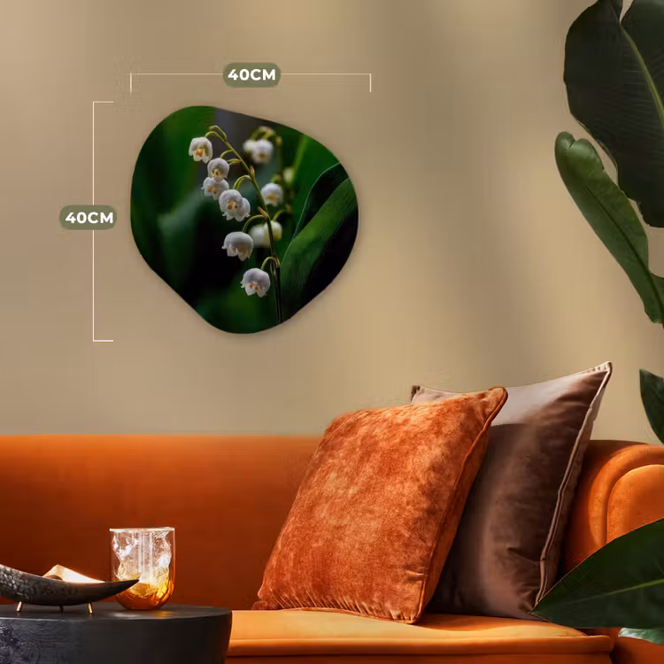 Bloemen - Wit - Bladeren - Lelietjes Wandcirkel Organisch Forex 3mm klein -sfeer3