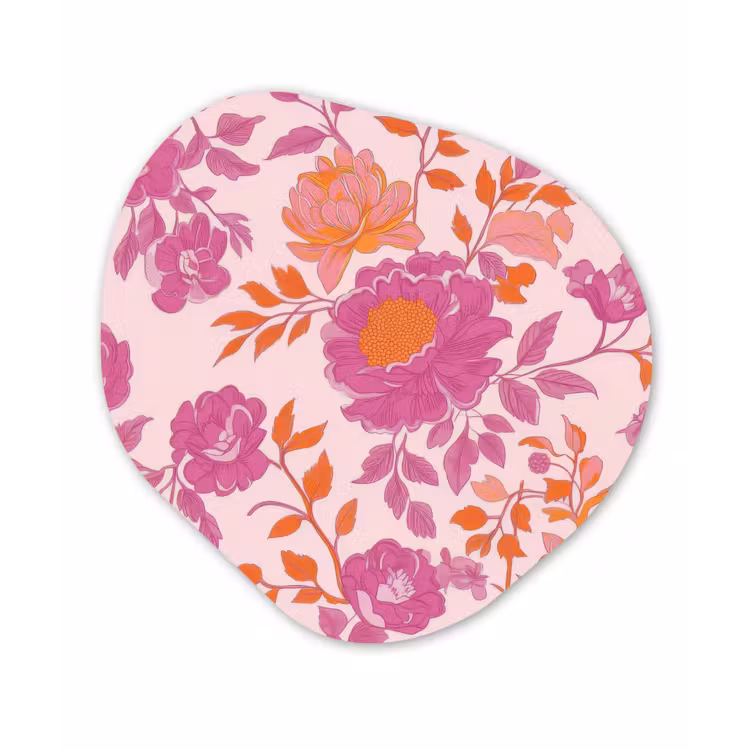 Bloemenpatroon - Roze - Oranje - Bloemen Wandcirkel Organisch Forex 3mm klein -3d