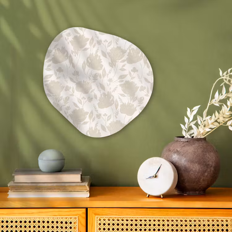 Bloemenpatroon - Silhouet - Wit Wandcirkel Organisch Forex 3mm klein 629 -sfeer2