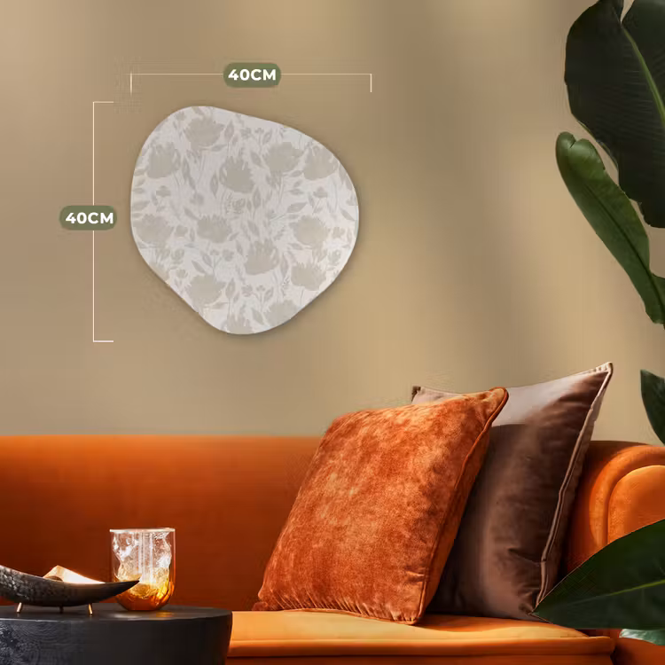 Bloemenpatroon - Silhouet - Wit Wandcirkel Organisch Forex 3mm klein 629 -sfeer3