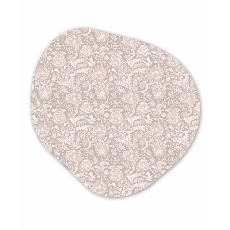 Bloemenprint - Grijs - Crème Wandcirkel Organisch Forex 3mm klein 629 -3d