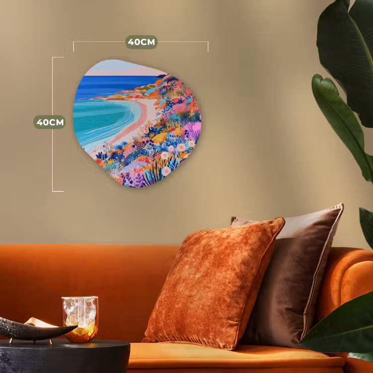 Bloemenweide - Zee - Zomers Wandcirkel Organisch Forex 3mm klein -sfeer3