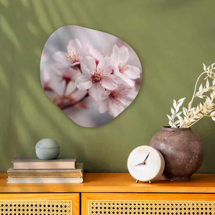Bloesems - Meeldraden - Geel - Wazig Wandcirkel Organisch Forex 3mm klein -sfeer2