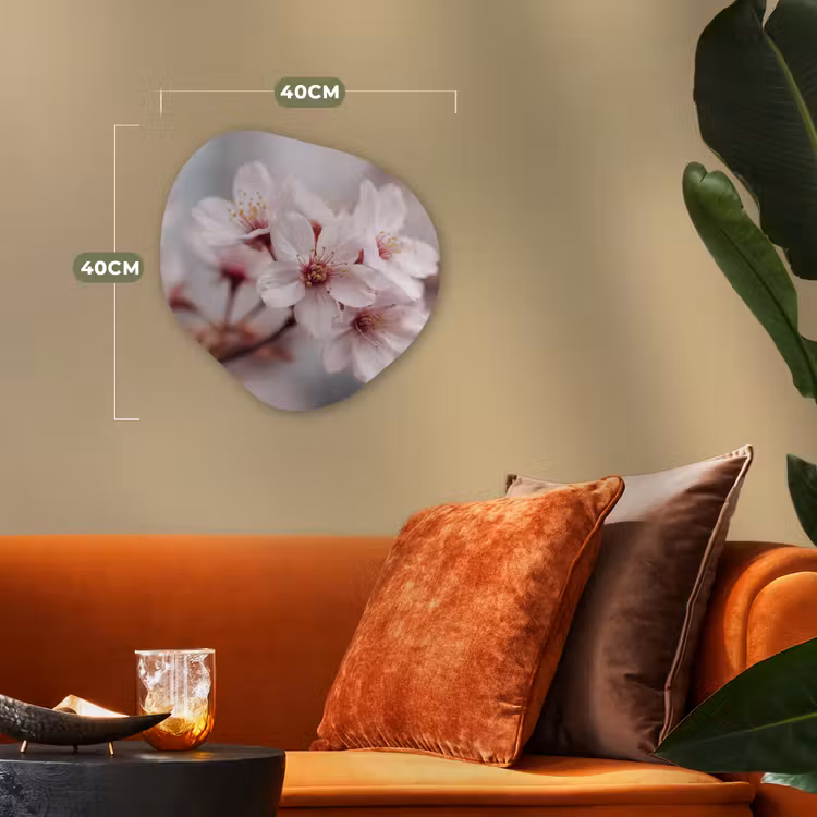 Bloesems - Meeldraden - Geel - Wazig Wandcirkel Organisch Forex 3mm klein -sfeer3
