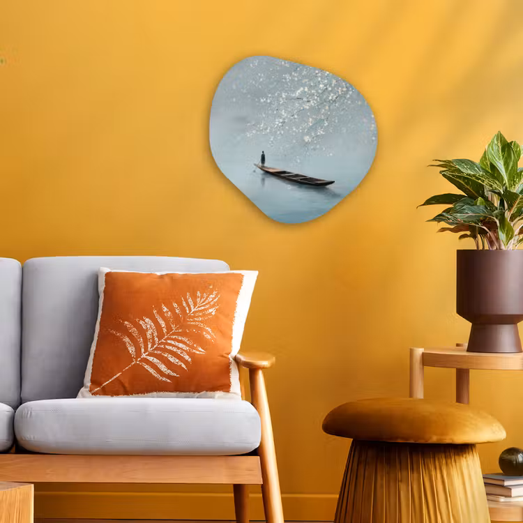 Bloesems - Minimalistisch - Wateroppervlak - Boot Wandcirkel Organisch Forex 3mm klein -sfeer4