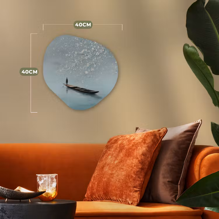 Bloesems - Minimalistisch - Wateroppervlak - Boot Wandcirkel Organisch Forex 3mm klein -sfeer3