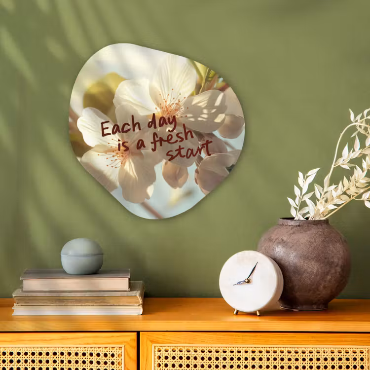 Bloesems - Zonlicht - Quote - Wit Wandcirkel Organisch Forex 3mm klein -sfeer2
