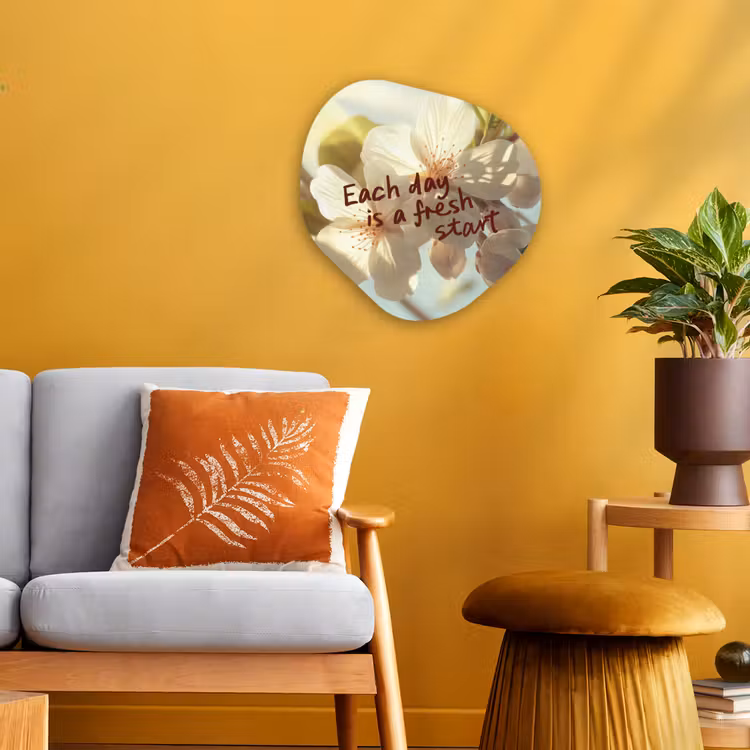 Bloesems - Zonlicht - Quote - Wit Wandcirkel Organisch Forex 3mm klein -sfeer4