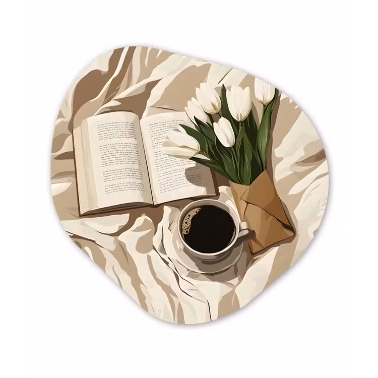 Boek - Illustratie - Tulpen - Koffie Wandcirkel Organisch Forex 3mm klein -3d