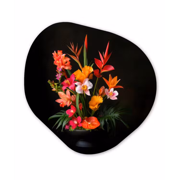 Boeket - Bloemen - Exotisch Wandcirkel Organisch Forex 3mm klein -3d