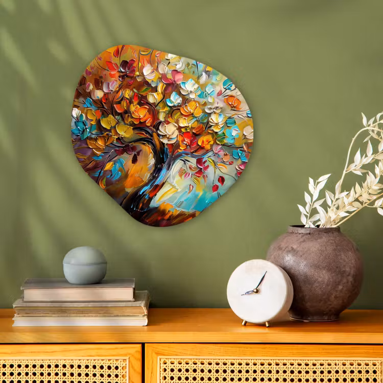 Boom - Abstract - Kleurrijk - Bloemen Wandcirkel Organisch Forex 3mm klein -sfeer2