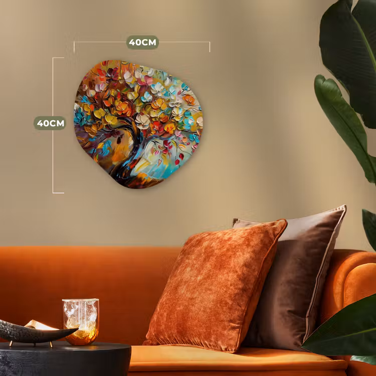 Boom - Abstract - Kleurrijk - Bloemen Wandcirkel Organisch Forex 3mm klein -sfeer3