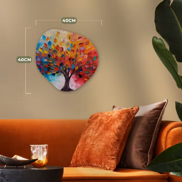 Boom - Levensboom - Kleurrijk - Abstract Wandcirkel Organisch Forex 3mm klein -sfeer3