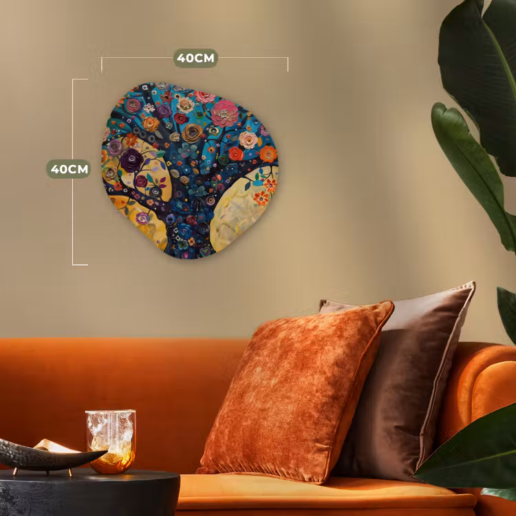 Boom - Levensboom - Kleurrijk - Bloemen - Modern Wandcirkel Organisch Forex 3mm klein -sfeer3