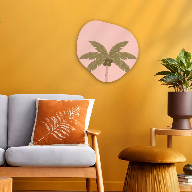 Boom - Palm - Natuur - Illustratie - Roze Wandcirkel Organisch Forex 3mm klein -sfeer4