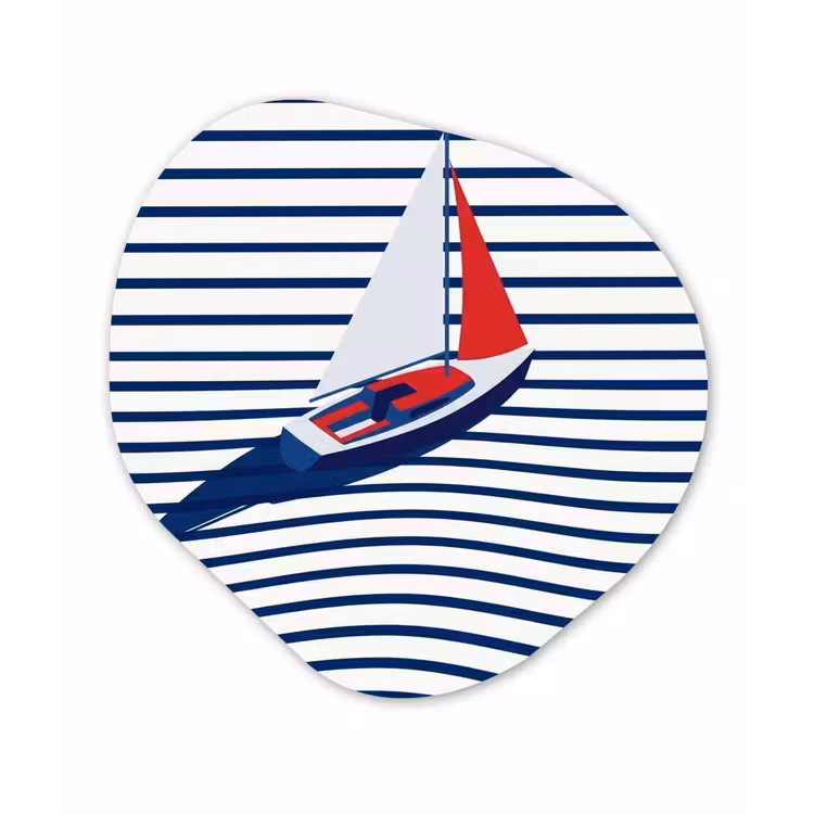 Boot - Water - Abstract - Blauw Wandcirkel Organisch Forex 3mm klein -3d