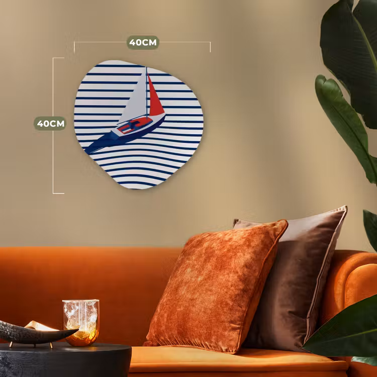 Boot - Water - Abstract - Blauw Wandcirkel Organisch Forex 3mm klein -sfeer3