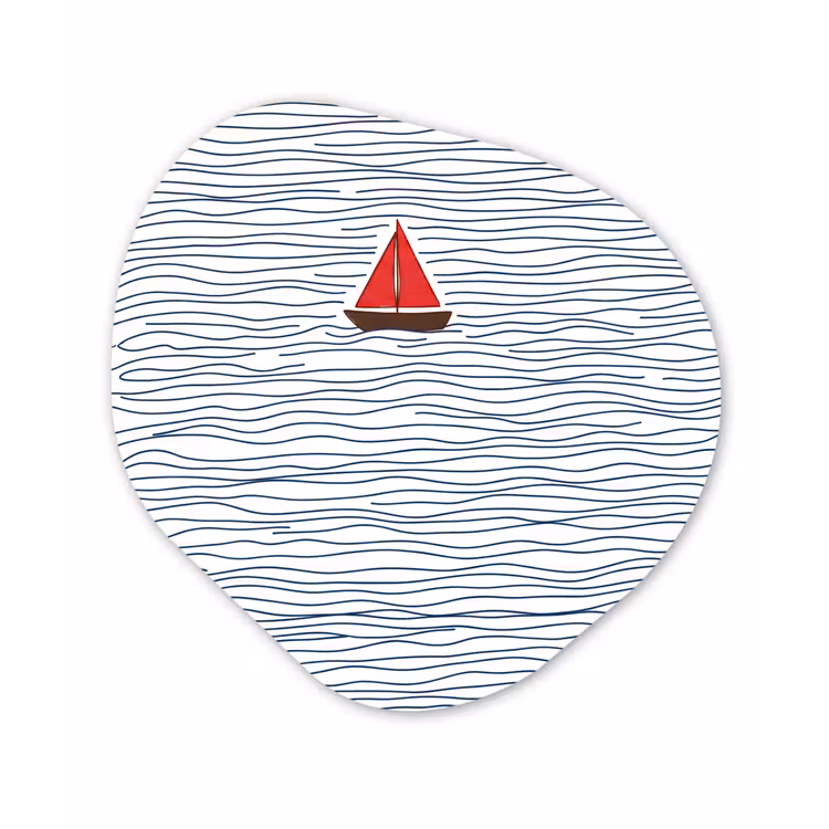 Boot - Water - Rood - Illustratie - Minimalistisch Wandcirkel Organisch Forex 3mm klein -3d