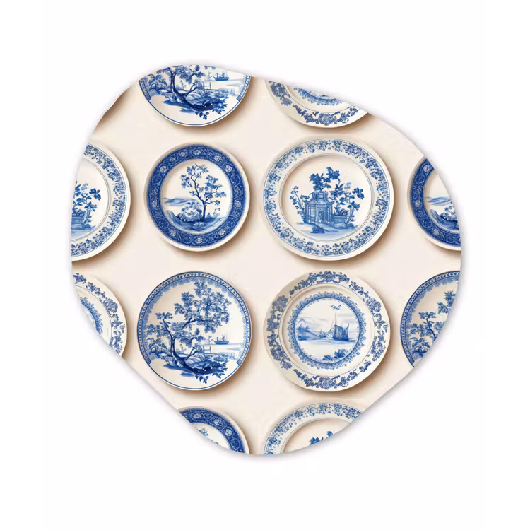 Borden - Bomen - Planten - Blauw Wandcirkel Organisch Forex 3mm klein 629 -3d