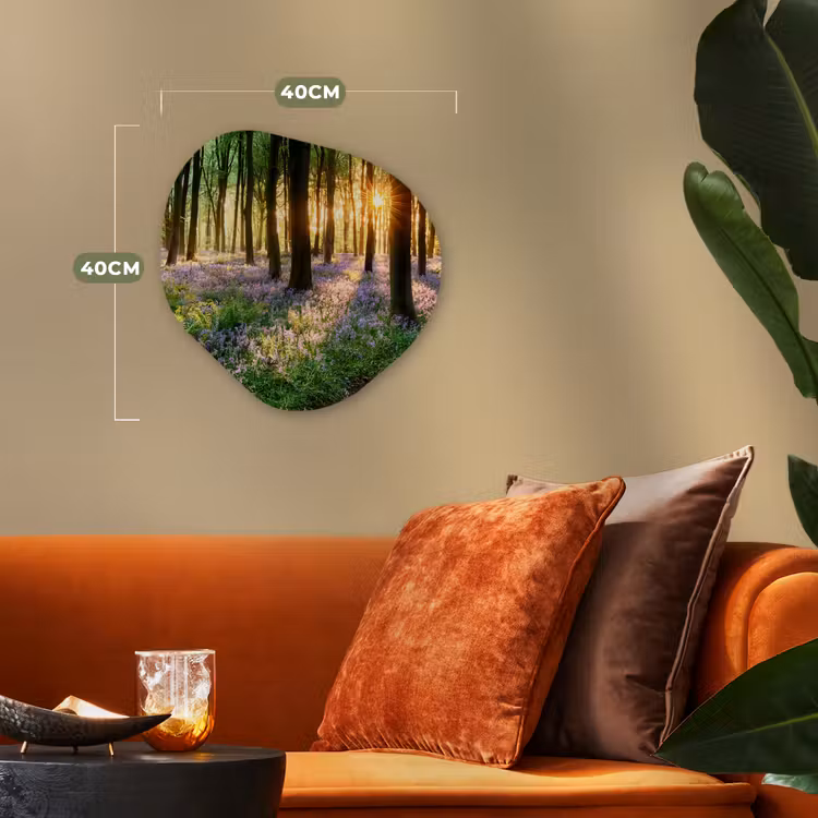 Bos - Bloemen - Lavendel - Zon - Paars - Natuur Wandcirkel Organisch Forex 3mm klein -sfeer3