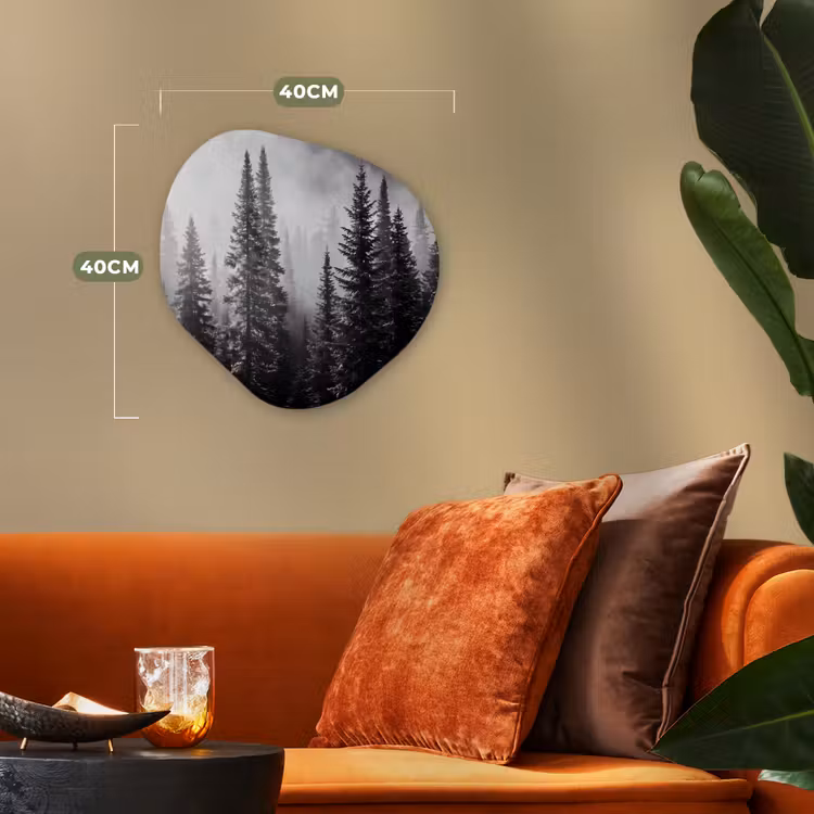 Bos - Mist - Winter - Monochroom - Natuur Wandcirkel Organisch Forex 3mm klein -sfeer3