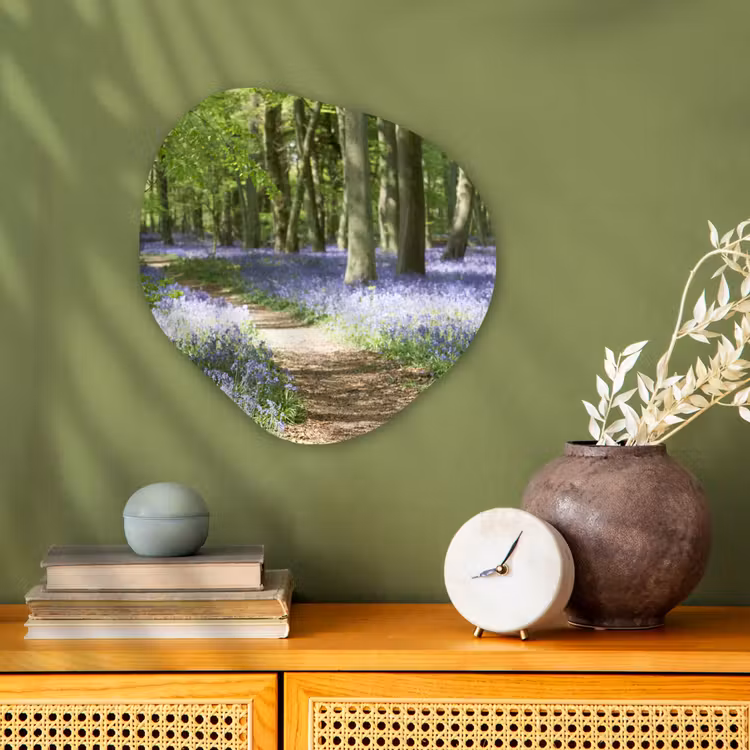 Bos - Pad - Bloemen - Paars - Groen - Natuur Wandcirkel Organisch Forex 3mm klein -sfeer2