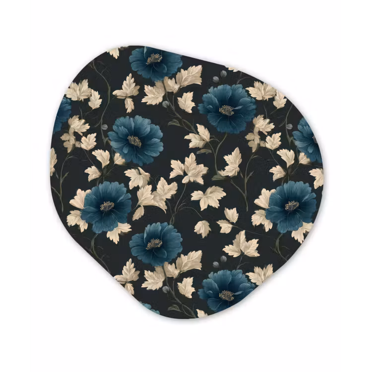 Botanisch - Bloemen - Blauw Wandcirkel Organisch Forex 3mm klein 629 -3d