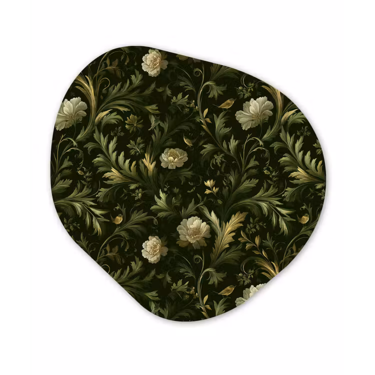 Botanisch - Naadloos - Bloemen Wandcirkel Organisch Forex 3mm klein 629 -3d