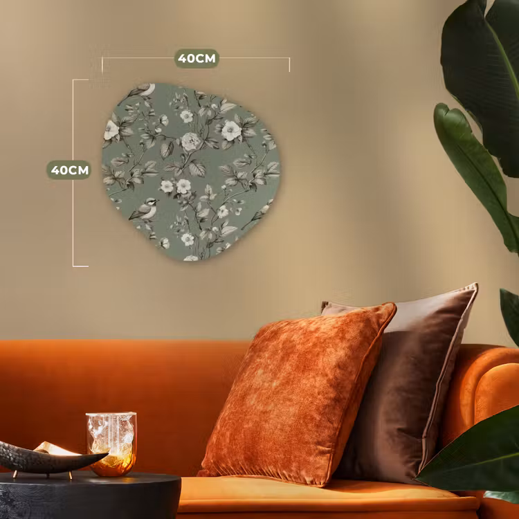 Botanisch - Vogels - Groen Wandcirkel Organisch Forex 3mm klein 629 -sfeer3