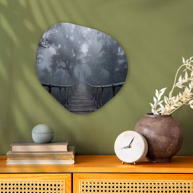 Brug - Jungle - Mist - Natuur Wandcirkel Organisch Forex 3mm klein -sfeer2