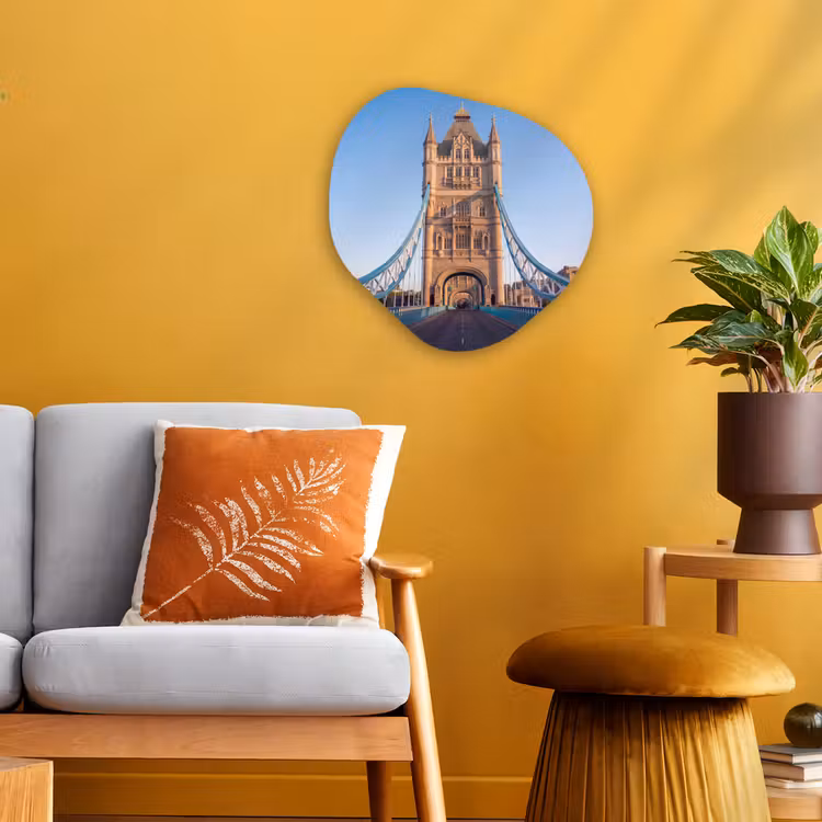 Brug - Toren - Architectuur - Klassiek - Blauw Wandcirkel Organisch Forex 3mm klein -sfeer4