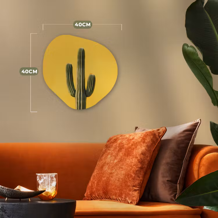 Cactus - Groen - Minimalistisch Wandcirkel Organisch Forex 3mm klein -sfeer3
