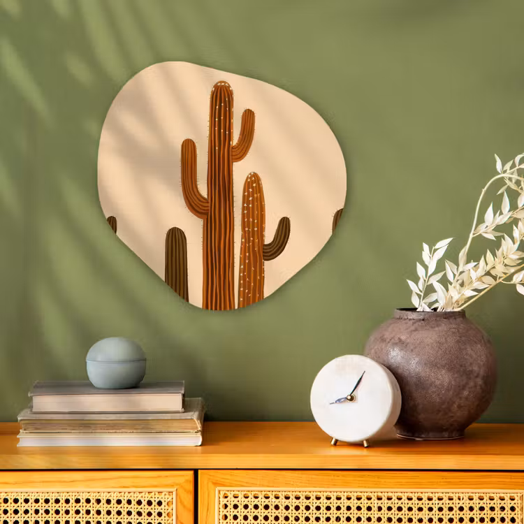 Cactus - Woestijn - Zand - Bruin Wandcirkel Organisch Forex 3mm klein -sfeer2