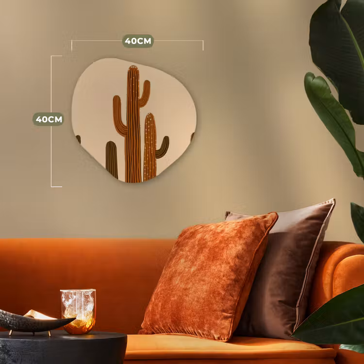 Cactus - Woestijn - Zand - Bruin Wandcirkel Organisch Forex 3mm klein -sfeer3