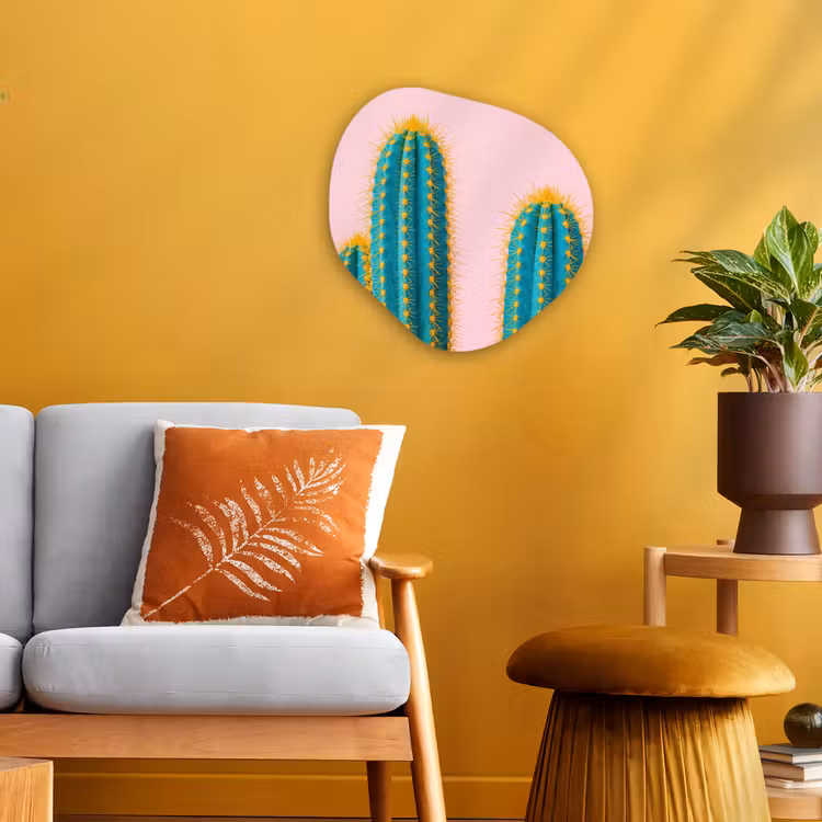 Cactussen - Modern - Pastel Wandcirkel Organisch Forex 3mm klein -sfeer4