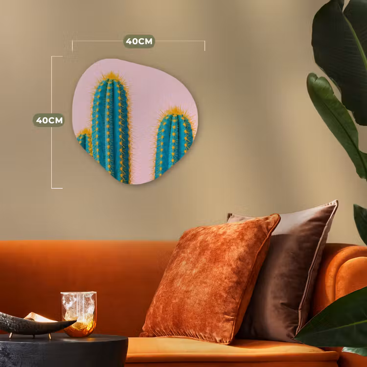 Cactussen - Modern - Pastel Wandcirkel Organisch Forex 3mm klein -sfeer3