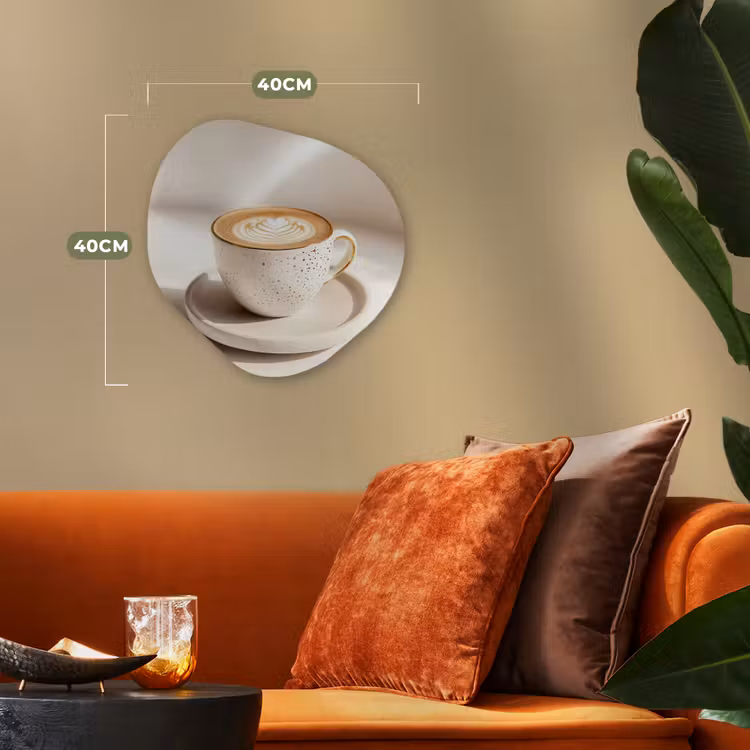 Cappuccino - Schuim - Schotel - Beige Wandcirkel Organisch Forex 3mm klein -sfeer3