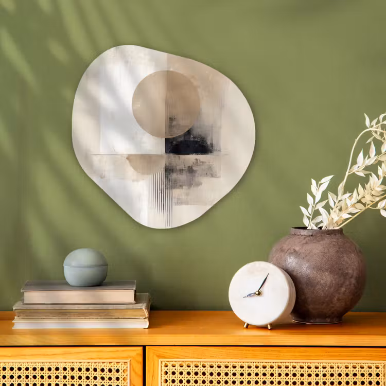 Cirkel - Compositie - Diepte - Beige Wandcirkel Organisch Forex 3mm klein -sfeer2