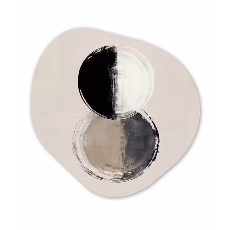 Cirkels - Strepen - Minimalistisch - Zwart Wandcirkel Organisch Forex 3mm klein -3d