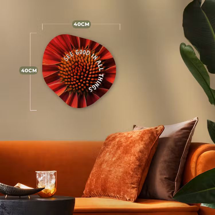 Close up - Bloem - Quote - Rood Wandcirkel Organisch Forex 3mm klein -sfeer3