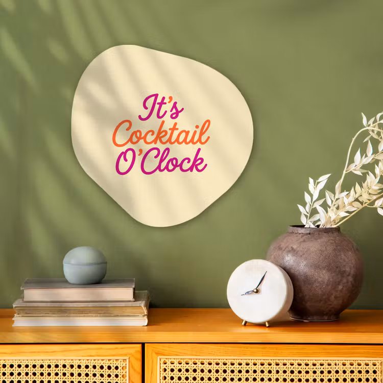 Cocktail O'Clock - Geel - Retro Wandcirkel Organisch Forex 3mm klein -sfeer2