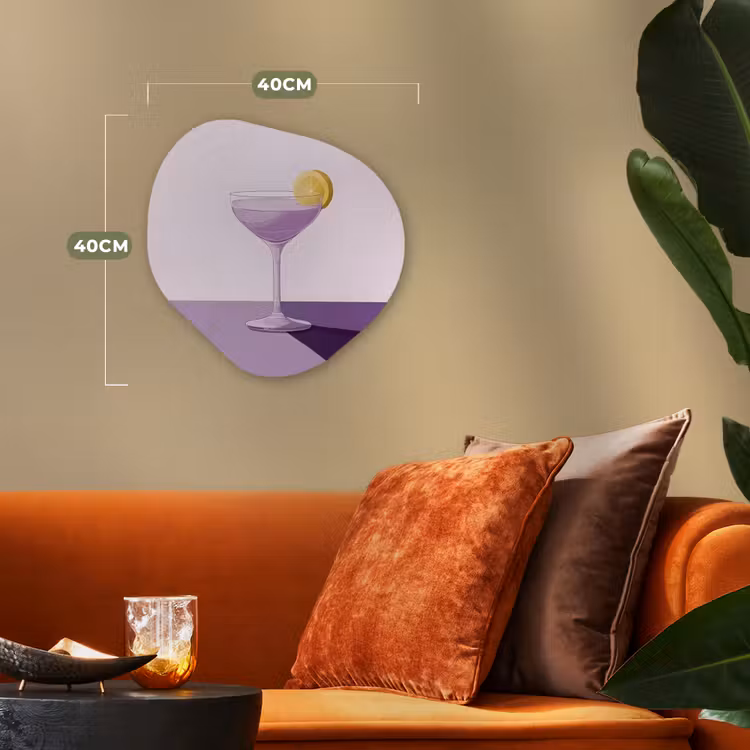 Cocktail - Paars - Minimalistisch - Citroen Wandcirkel Organisch Forex 3mm klein -sfeer3
