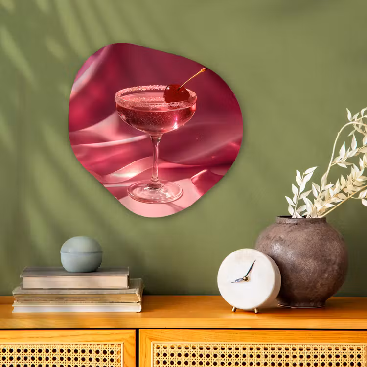Cocktail - Pink - Luxe Wandcirkel Organisch Forex 3mm klein -sfeer2